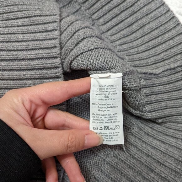 J. Crew Women's Turtleneck Cable-Knit Long Sleeve Sweater Medium Gray M1252 - Picture 4 of 4